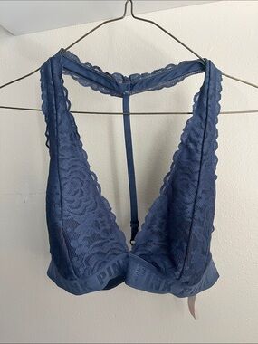 PINK Victoria's Secret Navy Lace Plunge Bralette